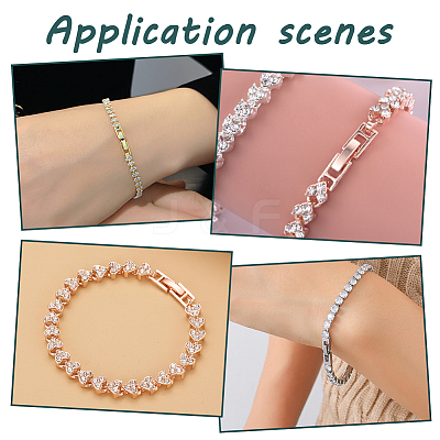 6Pcs 3 Colors Brass Clear Cubic Zirconia Fold Over Clasps FIND-HY0004-04-1