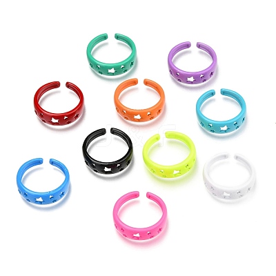 Spray Painted Brass Cuff Rings KK-I683-33-1