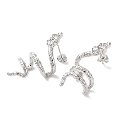 Snake Brass Ear Studs EJEW-P281-02P-1