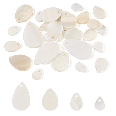 30Pcs 4 Styles Natural White Shell Pendants FIND-TA0004-96-1