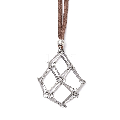 Crystal Holder Cage Necklace NJEW-JN04587-03-1
