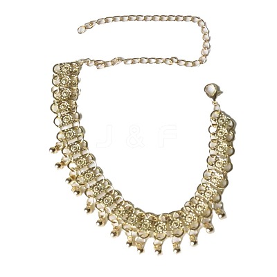 Alloy Round Bead Tassel Anklets for Women FS-WG4554C-01-1