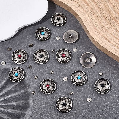 12 Sets 3 Colors Alloy Decorative Rivets BUTT-CP0001-07B-1