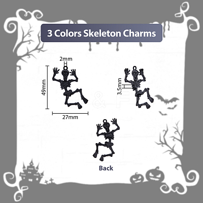 12Pcs 3 Colors Halloween Alloy Pendants FIND-DC0003-08-1
