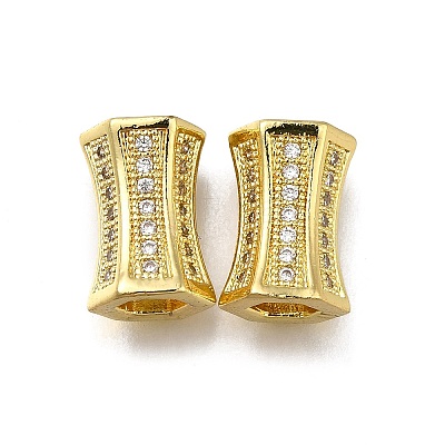 Brass Micro Pave Clear Cubic Zirconia European Beads ZIRC-I070-072G-1