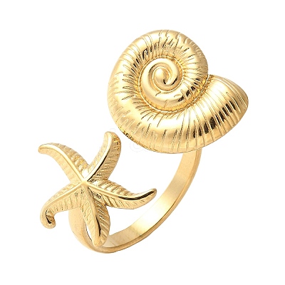 304 Stainless Steel Open Cuff Ring for Women RJEW-Z088-02G-03-1