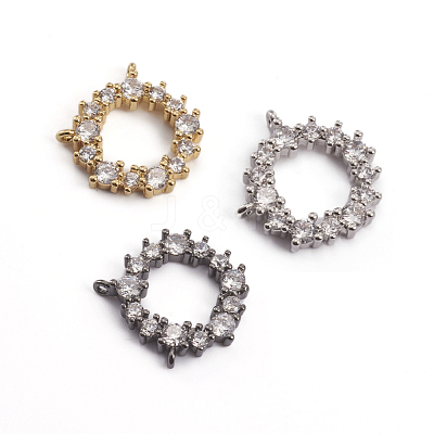 Brass Micro Pave Clear Cubic Zirconia Pendants ZIRC-L091-032-1