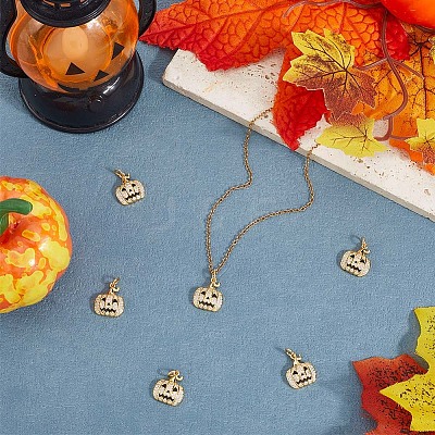 6Pcs Halloween Brass Cubic Zirconia Pendants ZIRC-BBC0003-41-1