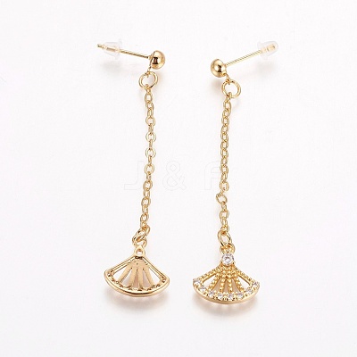 Brass Cubic Zirconia Stud Earrings EJEW-J097-F01-G-1