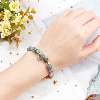 2 Strands Round Natural Indian Agate Beads Strands G-OC0002-32-1