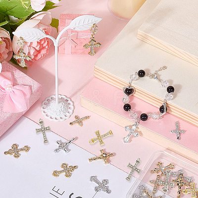 32Pcs 8 Styles Alloy Rhinestone Pendants FIND-SC0016-43-1