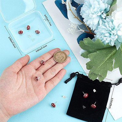 4 Pairs Sport Ball Alloy Stud Earrings for Women EJEW-BBC0001-52D-1