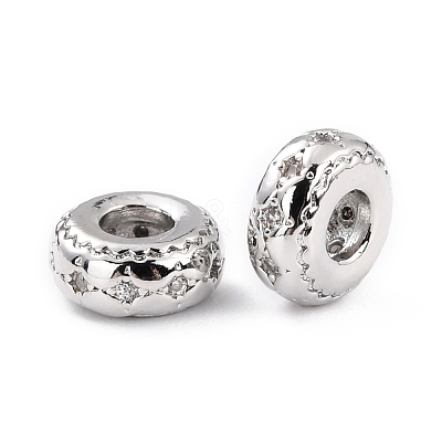 Brass Micro Pave Clear Cubic Zirconia Beads ZIRC-P091-05B-P-RS-1