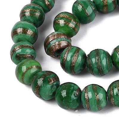 Handmade Gold Sand Lampwork Beads Strands LAMP-Q041-10B-1
