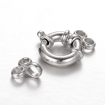 Rhodium Plated 925 Sterling Silver Spring Clasp Sets STER-N014-31-1