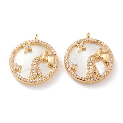 Real 18K Gold Plated Brass Micro Pave Clear Cubic Zirconia Pendants ZIRC-Z007-22A-1