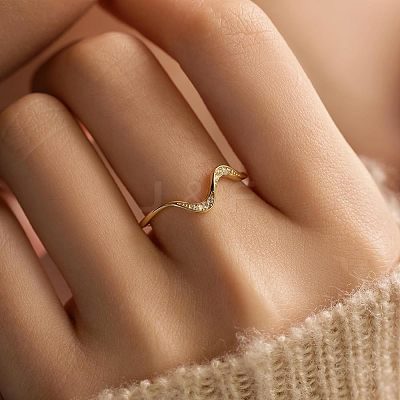 Wave Shaped 925 Sterling Silver Micro Pave Clear Cubic Zirconia Finger Rings FS-WG6021D-10-1