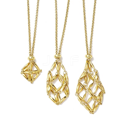 3Pcs 3 Styles 304 Stainless Steel Macrame Pouch Necklace Makings NJEW-JN04901-01-1