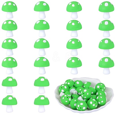20Pcs Mushroom Silicone Focal Beads JX901F-1