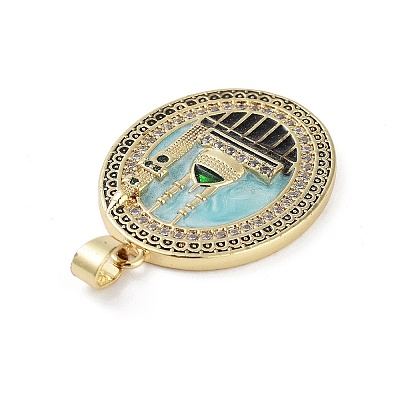 Rack Plating Brass Micro Pave Clear Cubic Zirconia Pendants KK-H474-24B-03G-1