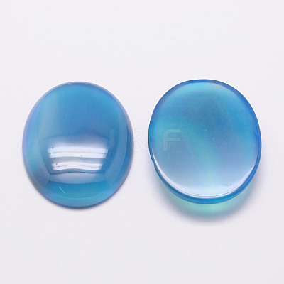 Dyed Oval Natural Blue Agate Cabochons X-G-K020-18x13mm-08-1