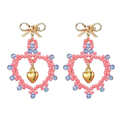 Glass Seed Beads Dangle Stud Earrings EJEW-MZ00396-05-1