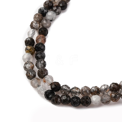 Natural Black Rutilated Quartz Beads Strands G-RM250104-C4-1