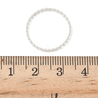 925 Sterling Silver Flat Beaded Finger Rings for Women RJEW-NH0002-01B-S-1