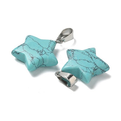Synthetic Turquoise Pendants G-B127-12P-09-1