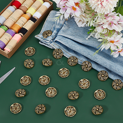 20Pcs Alloy Shank Buttons BUTT-PH0001-58AB-1