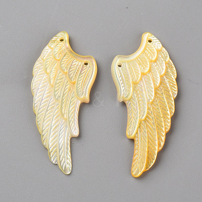 Left and Right Natural Yellow Shell Beads SSHEL-Q311-003-1