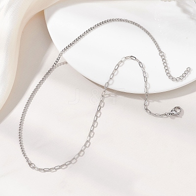 304 Stainless Steel Twisted Chain Paperclip Chain Necklaces NJEW-JN05781-01-1