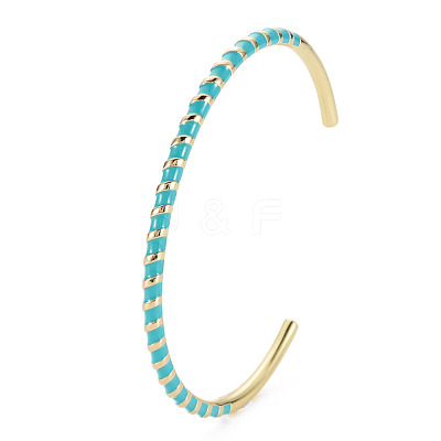 Twisted Brass Enamel Cuff Bangle BJEW-T020-02I-NF-1