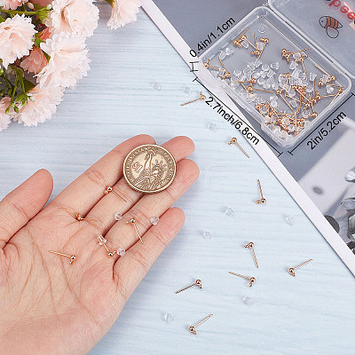 60Pcs Brass Stud Earrings Findings KK-BBC0004-99-1