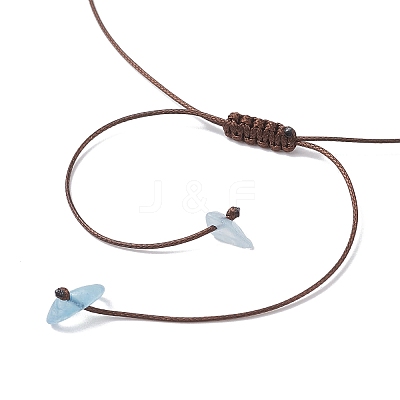 Raw Rough Natural Stone Nuggets Pendant with Handmade Lampwork Flower Adjustable Waxed Polyester Cord Necklaces for Women NJEW-TA00210-03-1