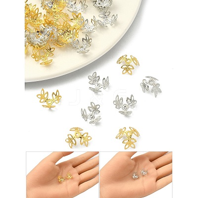 600Pcs 2 Colors Plated Iron Fancy Bead Caps IFIN-YW0003-15-1