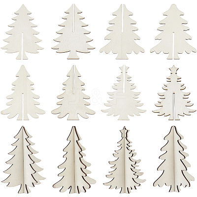 4 Styles Christmas Theme Unfinished Wood Solid Display Decorations DJEW-WH20002-21A-1