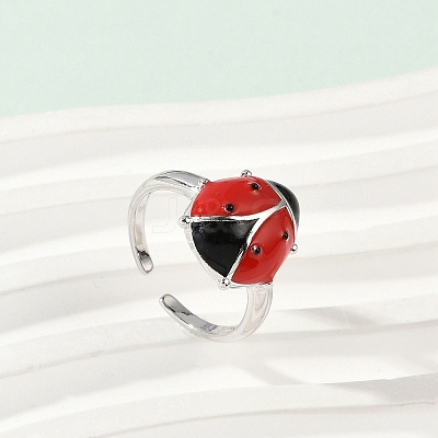Brass Enamel Cuff Rings for Women RJEW-A059-03P-1