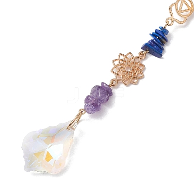Chakra Natural & Synthetic Gemstone Chip Hanging Suncatchers HJEW-JM02361-1