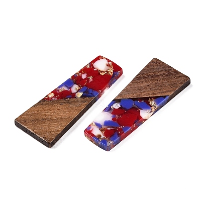 Opaque Resin & Walnut Wood Pendants RESI-T058-04G-1
