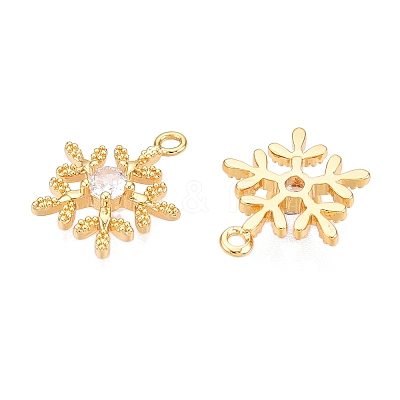 Christmas Theme Brass Micro Pave Clear Cubic Zirconia Charms KK-T073-14G-1