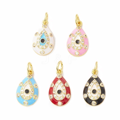 Rack Plating Brass Micro Pave Cubic Zirconia Pendants KK-H428-03G-1