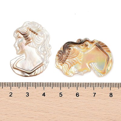 Natural Black Lip Shell Carved Cabochons SSHEL-I026-01-1