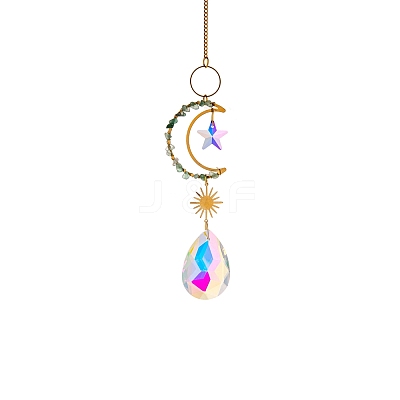 Glass Teardrop/Star Prisms Suncatchers Hanging Ornaments G-PW0004-72C-1