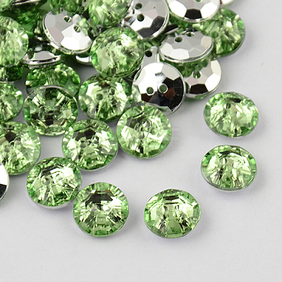 2-Hole Taiwan Acrylic Rhinestone Flat Round Buttons BUTT-F015-24mm-34-1