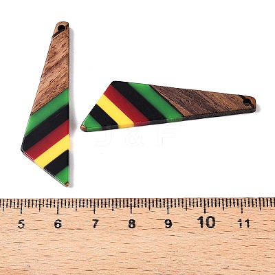Jamaican Colour Epoxy Resin & Walnut Wood Pendants RESI-N039-122I-1