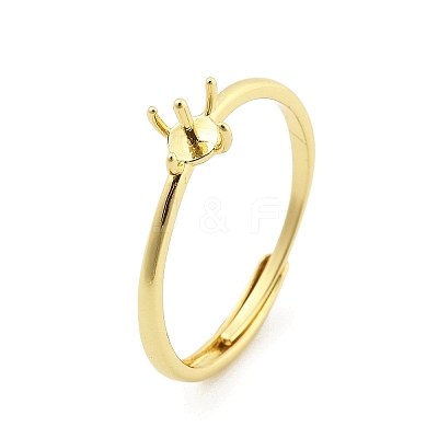 Flat Round Brass Adjustable Ring Settings LS-KK-G527-01B-G-1