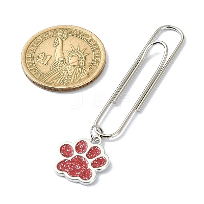 Dog Paw Print Alloy Enamel Pendant Bookmarks AJEW-JK00304-1