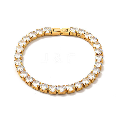 Clear Cubic Zirconia Tennis Bracelet BJEW-E009-25B-G-1