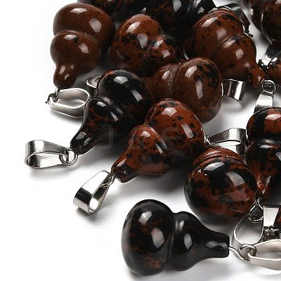 Natural Mahogany Obsidian Pendants G-B127-03P-08-1